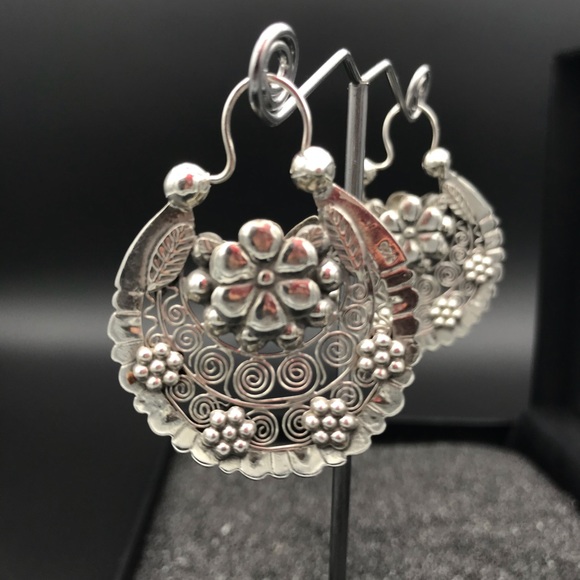 Filigree .925 silver earrings - Picture 7 of 8